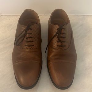 Zara Man Brown Leather Dress Work Cap Toe Lace Up Shoes Oxfords EUR 45/ US 12